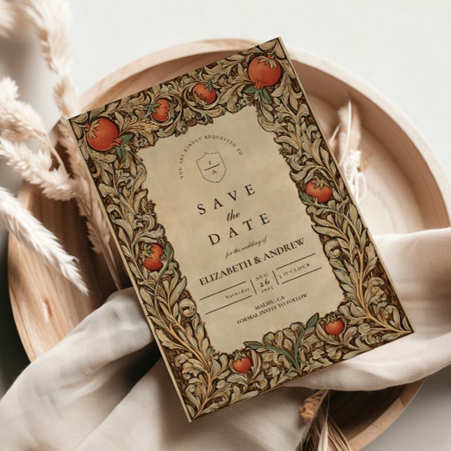 Elegant Vintage Pomegranate Wedding Save The Date (Creator Uploaded)