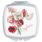 Elegant Vintage Poppies Floral Compact Mirror