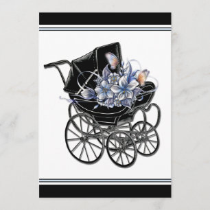 Elegant Vintage Pram Baby Shower Invitation