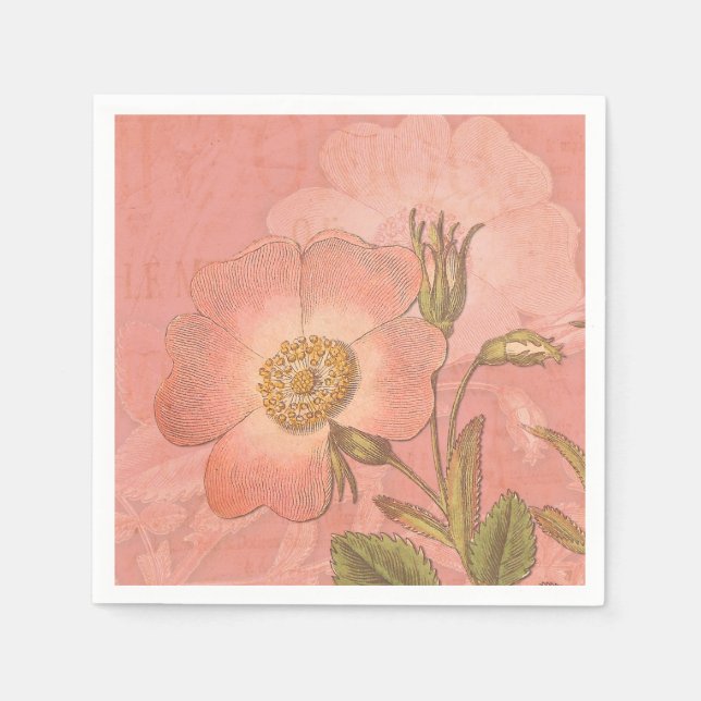 Elegant Vintage Primrose Pink Wedding Napkin (Front)