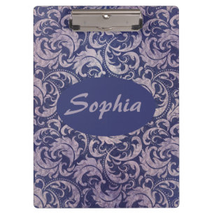 Elegant Vintage Purple Damask Pattern Clipboard