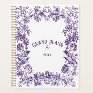 Elegant Vintage Purple Floral Frame Custom Planner