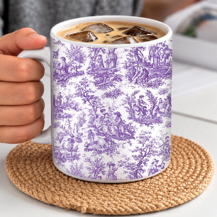 Elegant Vintage Purple French Toile Scene Coffee Mug