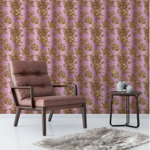 Elegant Vintage Purple Gold Floral Wallpaper