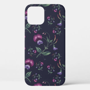 Elegant Vintage Purple Orchids Floral Pattern iPhone 12 Pro Case