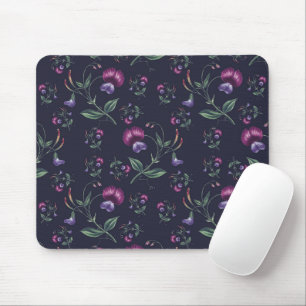 Elegant Vintage Purple Orchids Floral Pattern   Mouse Pad