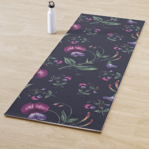 Elegant Vintage Purple Orchids Floral Pattern   Yoga Mat