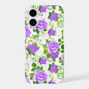 Elegant Vintage Purple Roses White 2 Background