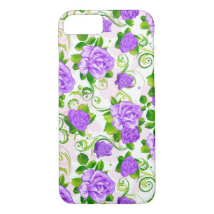 Elegant Vintage Purple Roses White 2 Background Case-Mate iPhone Case