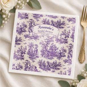 Elegant vintage purple toile de jouy Bridal shower Napkin