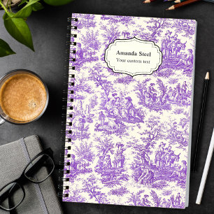 Elegant vintage purple toile de jouy small notebook