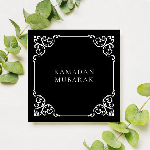 Elegant Vintage Ramadan Black Gold Frame Greeting Holiday Card