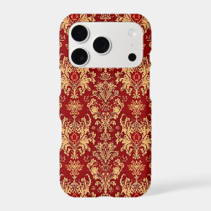 Elegant Vintage Red and Gold Royal Damask Pattern