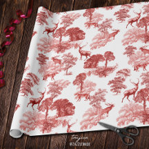 Elegant Vintage Red Deer Fox Country Toile