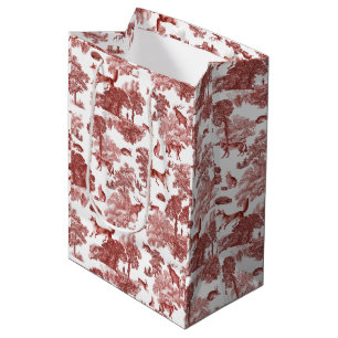Elegant Vintage Red Fox Rabbit Country Toile Medium Gift Bag