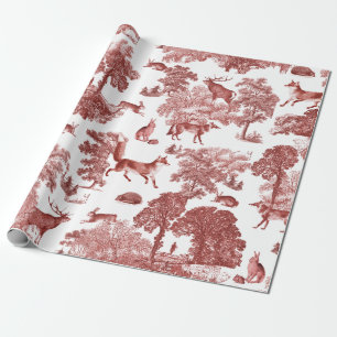 Elegant Vintage Red Fox Rabbit Country Toile Wrapping Paper