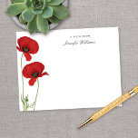 Elegant Vintage Red Oriental Poppy Floral w/ Name Card<br><div class="desc">This lovely personalized note card design features a vintage illustration of red oriental poppies and simple yet elegant typography. This design makes a wonderful birthday,  mother's day,  or holiday gift for anyone!</div>