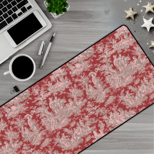 Elegant vintage red pink toile de jouy  desk mat