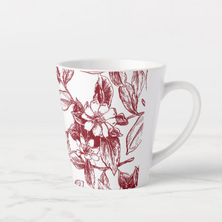 Elegant "Vintage Red Rose"Botanical Watercolor Latte Mug