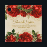 Elegant Vintage Red Roses 16th Birthday Thank You  Favour Tags<br><div class="desc">Elegant and stylish,  vintage red roses and greenery on rustic champagne/tan-coloured 16th birthday party "Thank you" gift tag.  Personalized with her name and a "Thank you".</div>
