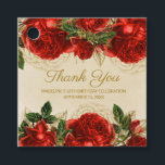 Elegant Vintage Red Roses 16th Birthday Thank You  Favour Tags<br><div class="desc">Elegant and stylish,  vintage red roses and greenery on rustic champagne/tan-coloured 16th birthday party "Thank you" gift tag.  Personalized with her name and a "Thank you".</div>