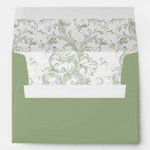 Elegant Vintage Regency Wedding Sage Green Envelope