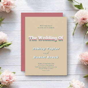 Elegant Vintage Retro 70s Groovy Modern Wedding Invitation