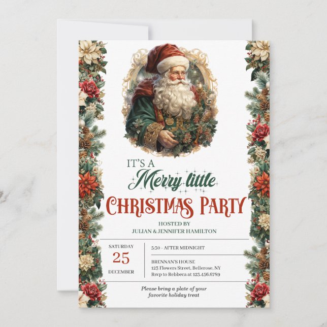 Elegant vintage retro classic Santa Claus  Invitation (Front)