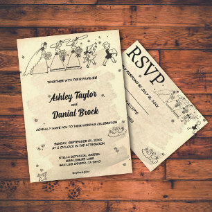 Elegant Vintage Retro Old Rustic Stylish Wedding Invitation