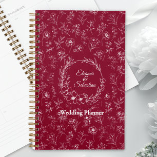 Elegant Vintage Romance Burgundy Floral Wedding Planner