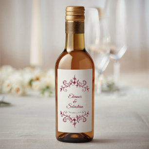 Elegant Vintage Romance Burgundy Wedding Mini Wine Label