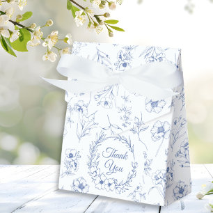 Elegant Vintage Romance Dusty Blue Floral Wedding Favor Box