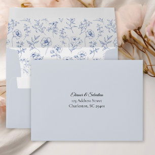 Elegant Vintage Romance Dusty Blue Wedding RSVP Envelope