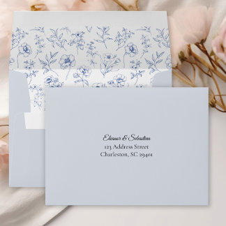 Elegant Vintage Romance Dusty Blue Wedding RSVP Envelope