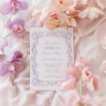 Elegant Vintage Romantic Lavender Bridal Shower Invitation<br><div class="desc">Crafted with delicate precision and infused with a touch of romance, this invitation captures the essence of vintage elegance. The soft pink hues and intricate vintage details evoke a sense of nostalgia and sophistication, making it the perfect choice for a bridal shower steeped in timeless charm. Whether you're hosting an...</div>
