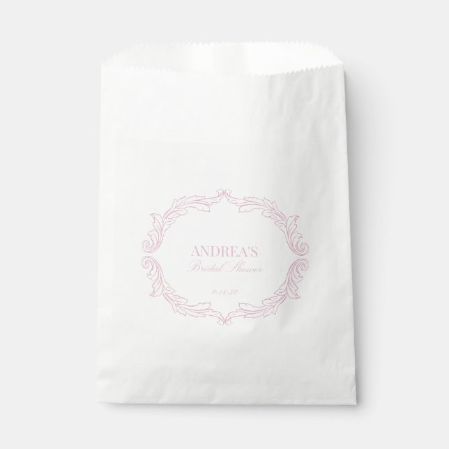 Elegant Vintage Romantic Pink Bridal Shower Favour Bag (Front)