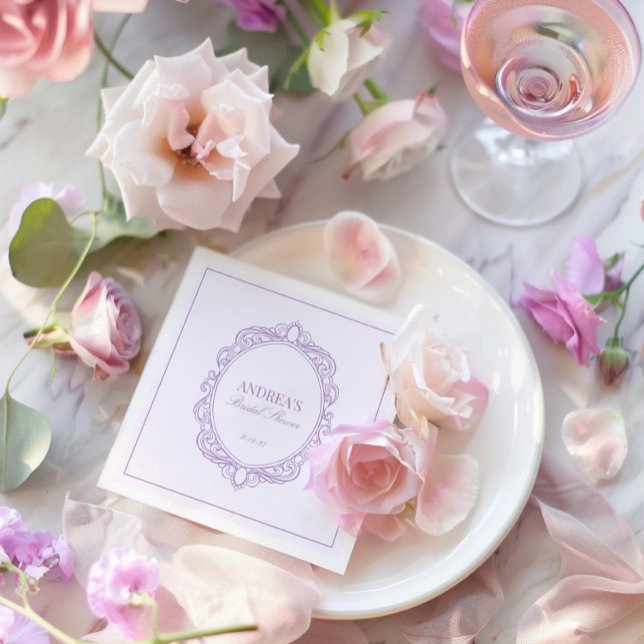  Elegant Vintage Romantic Purple Bridal Shower  Napkin (Elegant Vintage Romantic Purple Bridal Shower Napkins)
