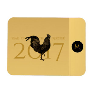 Elegant Vintage Rooster Year 2017 Greeting magnet