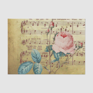 Elegant Vintage Rose Antique Sheet Music Notes