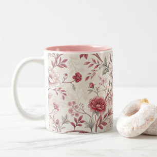 Elegant Vintage Rose Floral Pattern Coffee Mug
