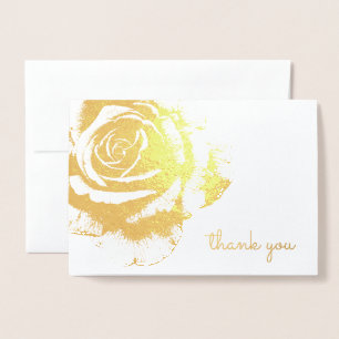 Elegant Vintage Rose Floral Thank You Foil Card