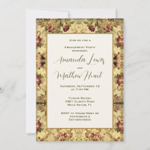 Elegant Vintage Rose Gold Engagement Party Invitation