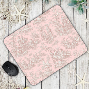 Elegant vintage rose gold toile de jouy mouse pad