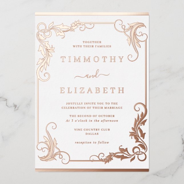 Elegant Vintage Rose Gold Wedding (Front)