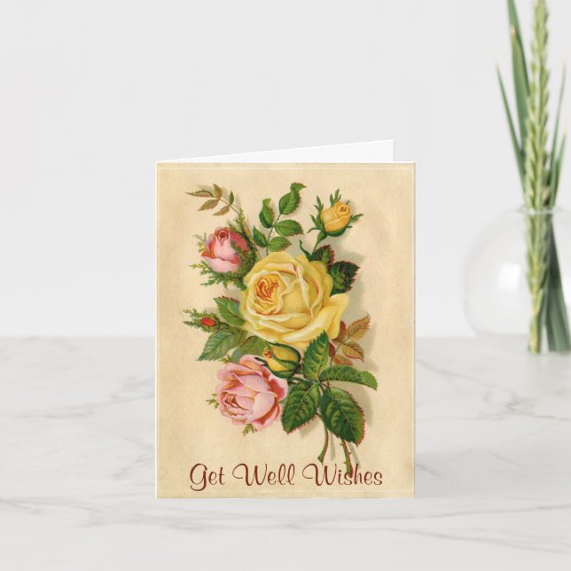 Elegant Vintage Rose Greeting Card (Front)