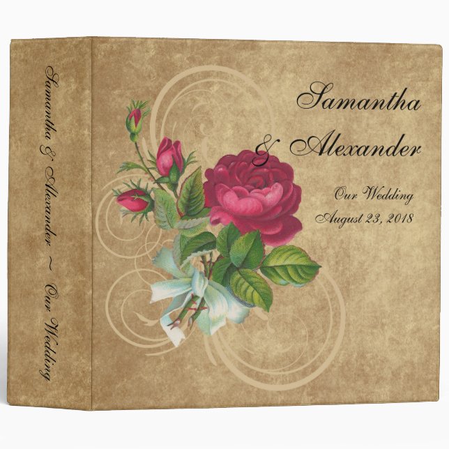 Elegant Vintage Rose, Magenta/Brown Binder (Front/Spine)