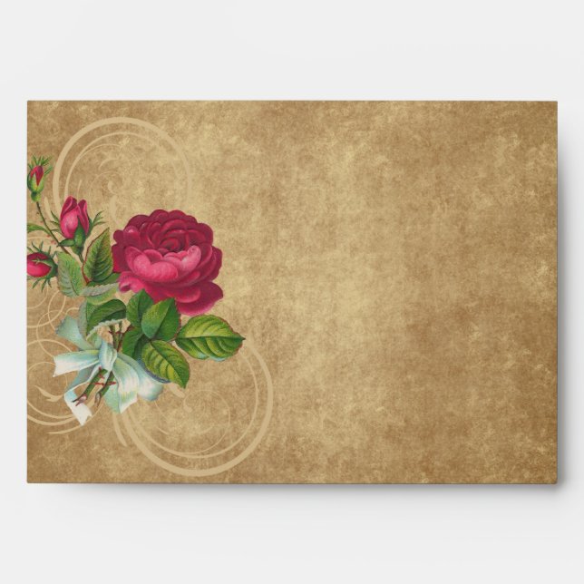 Elegant Vintage Rose, Magenta/Brown Envelopes (Front)