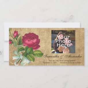 Elegant Vintage Rose, Magenta/Brown Save The Date