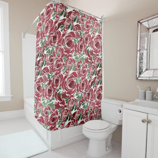 Elegant Vintage Rose Pattern - Red & Green Floral  (In Situ)