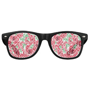 Elegant Vintage Rose Pattern - Red & Green Floral Retro Sunglasses